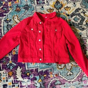 Vibrant Red Denim Jacket
